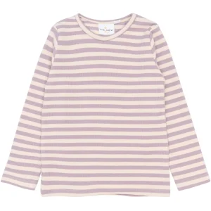 TNSTFro Langærmet Rib Bluse - Sea Fog Striped