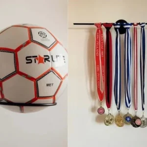 2 Boldholdere + 1 Medaljeholder til væg - sort stål